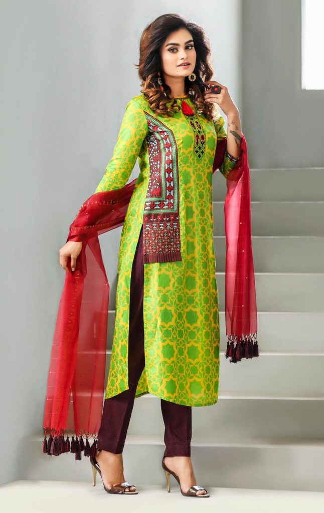 Maroon and lime indian dress 2
