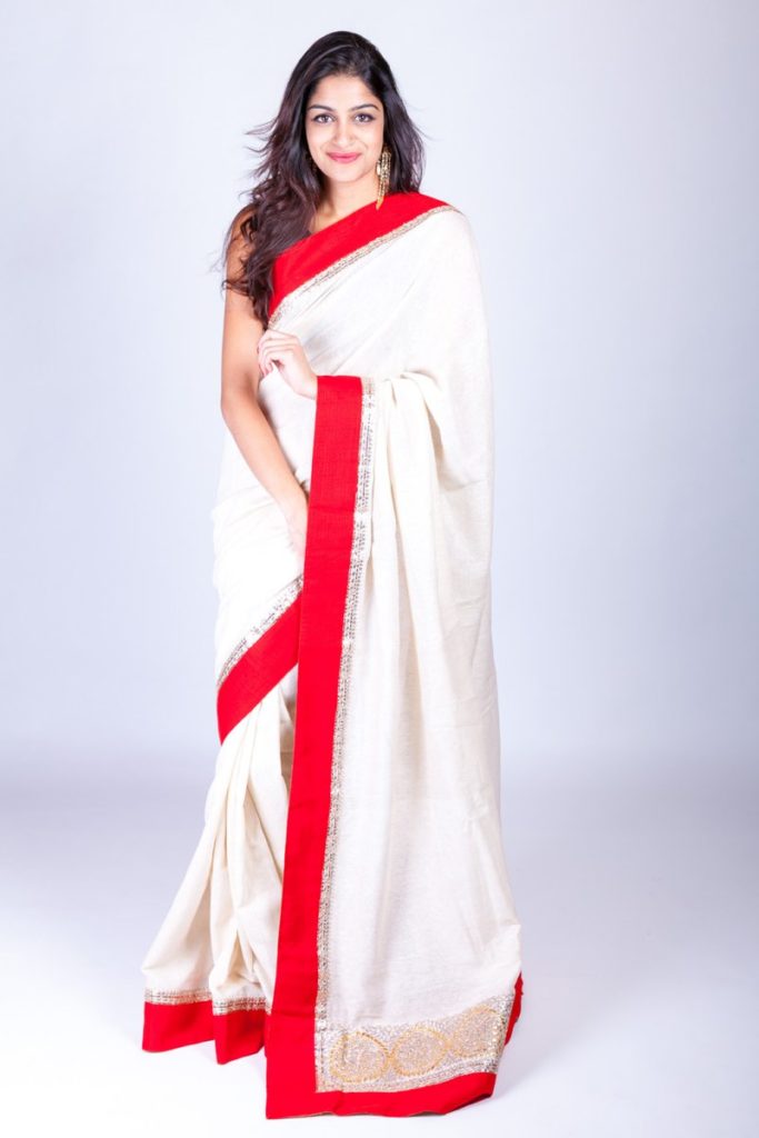 Red white saree