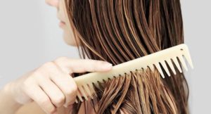 combing wet hair